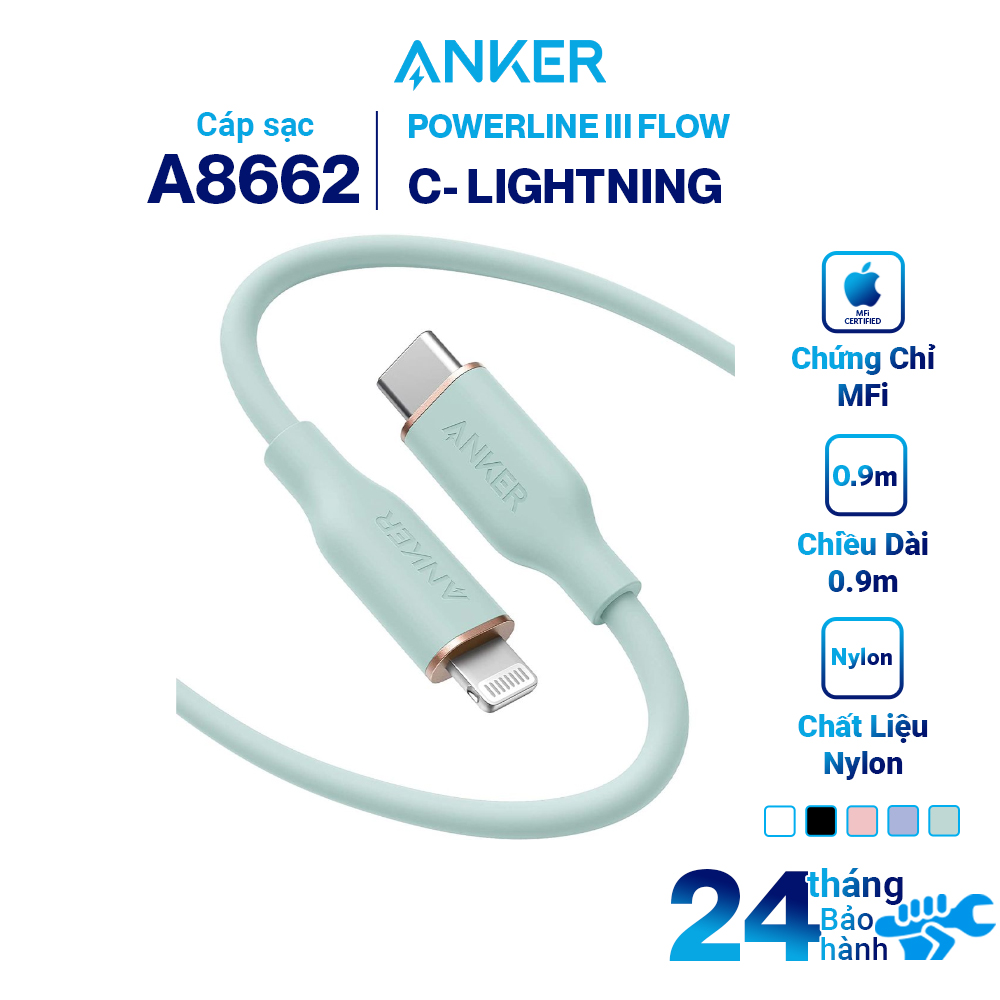 Cáp Sạc Anker PowerLine III Flow USB-C to Lightning A8663  - Hàng Chính Hãng