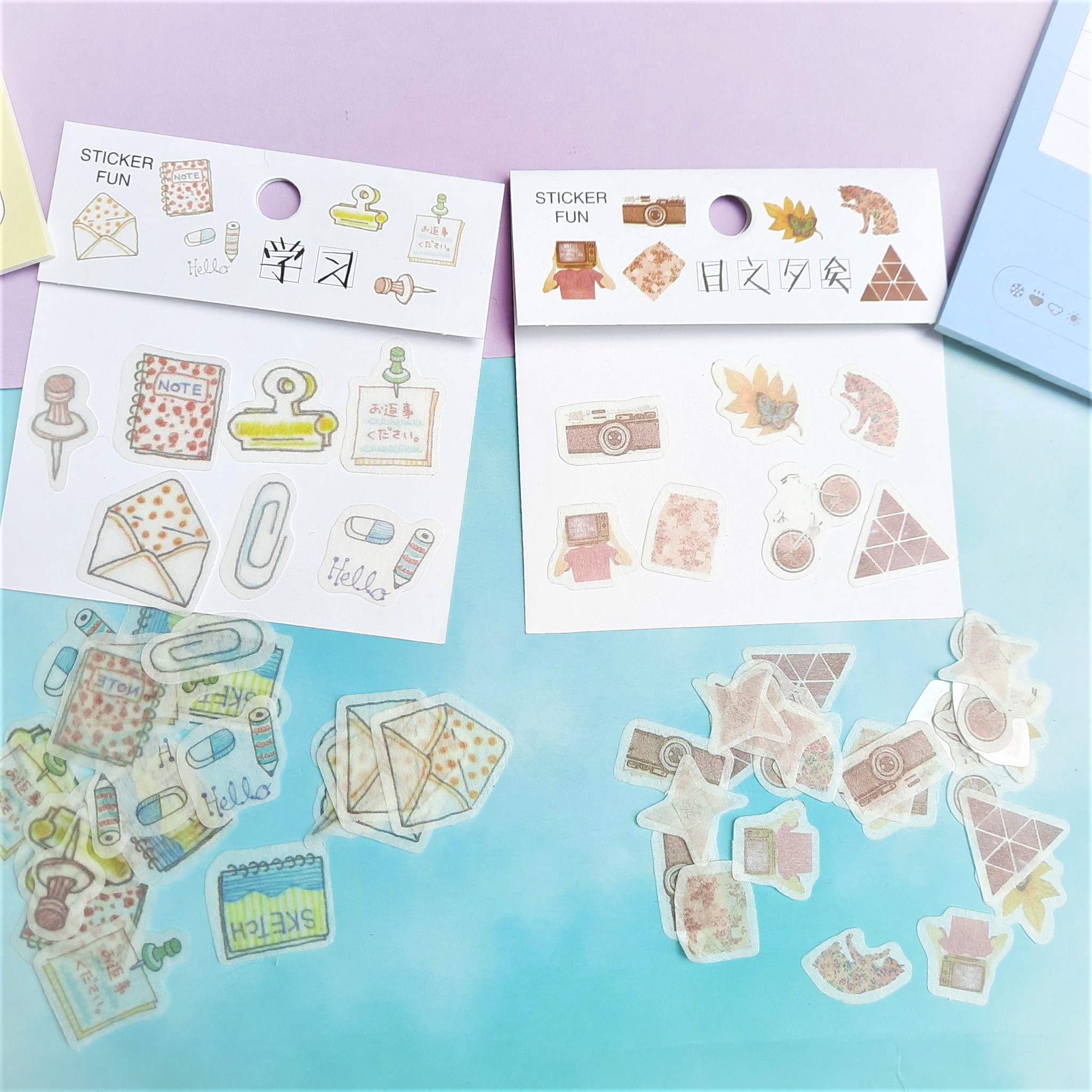 Combo 2 Bộ 32 Sticker Hình Dán Mini Cửa Tiệm, Thư  Và Note