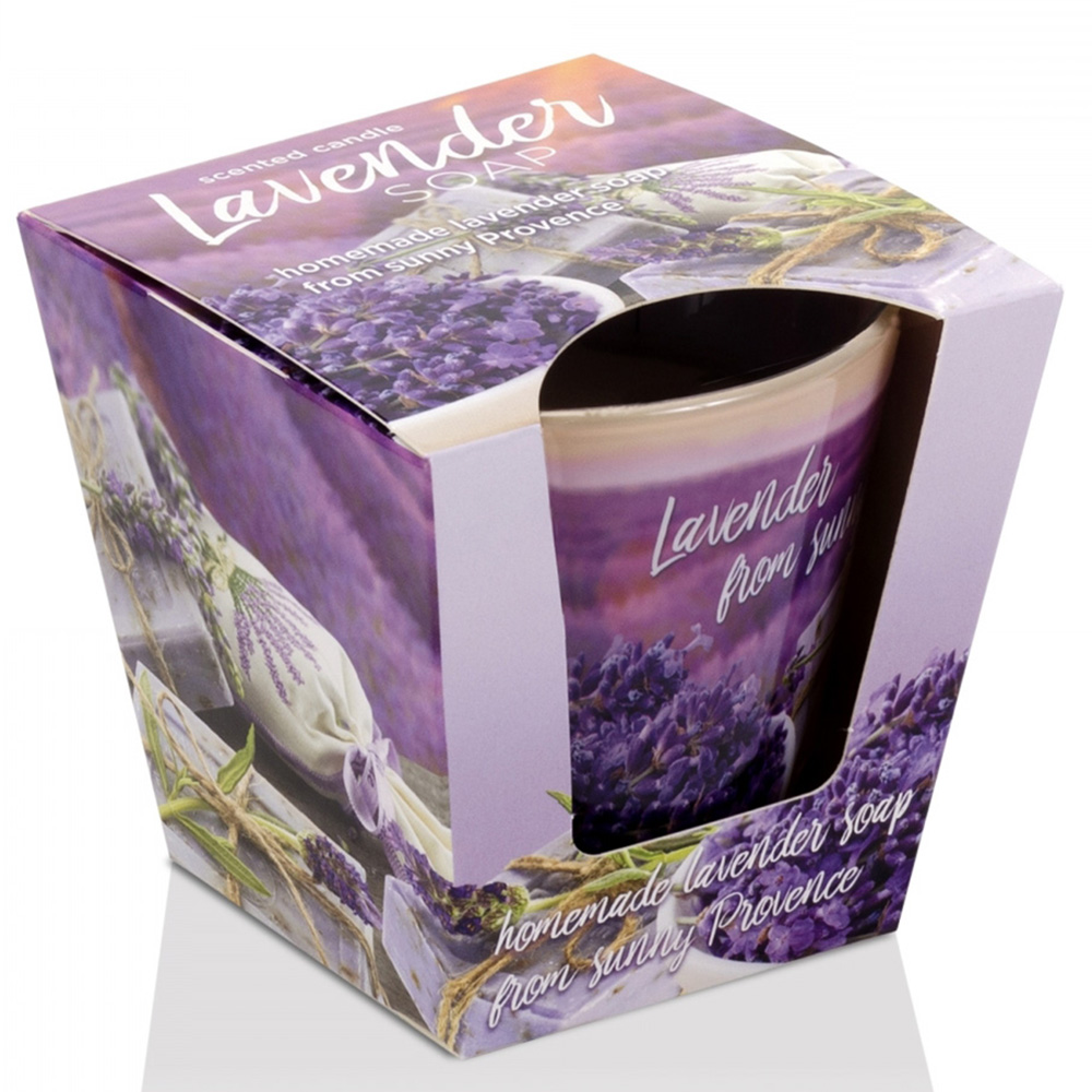 Ly nến thơm tinh dầu Bartek Lavender Fields &amp; Soap 115g QT04965 - cánh đồng oải hương