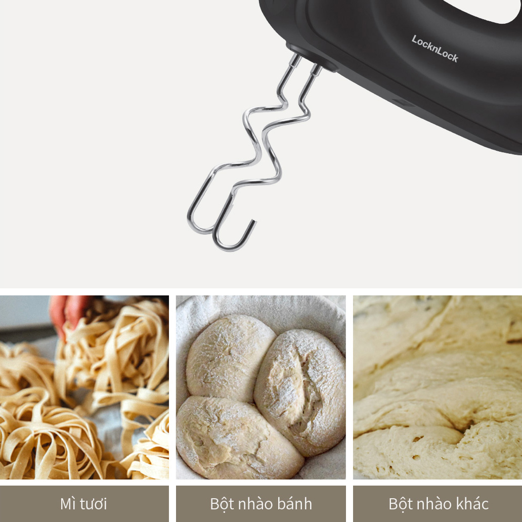 Máy đánh trứng Lock&amp;Lock Hand Mixer EJM501DGRY 250-300W - Hàng chính hãng