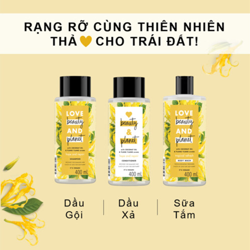 Dầu Xả Love Beauty &amp; Planet Hope - Repair Phục Hồi Ngăn Chẻ Ngọn 100% Dầu Dừa Organic &amp; Hương Hoa Ngọc Lan Tây 400ml