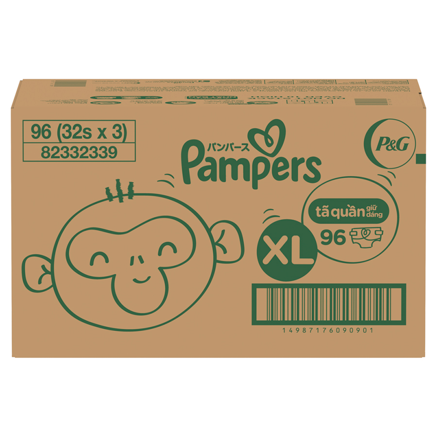 Thùng Tối Ưu Phí Vận Chuyển 3 Gói Tã Quần PAMPERS Giữ Dáng Size L/ XL / XXL, Chống Xệ