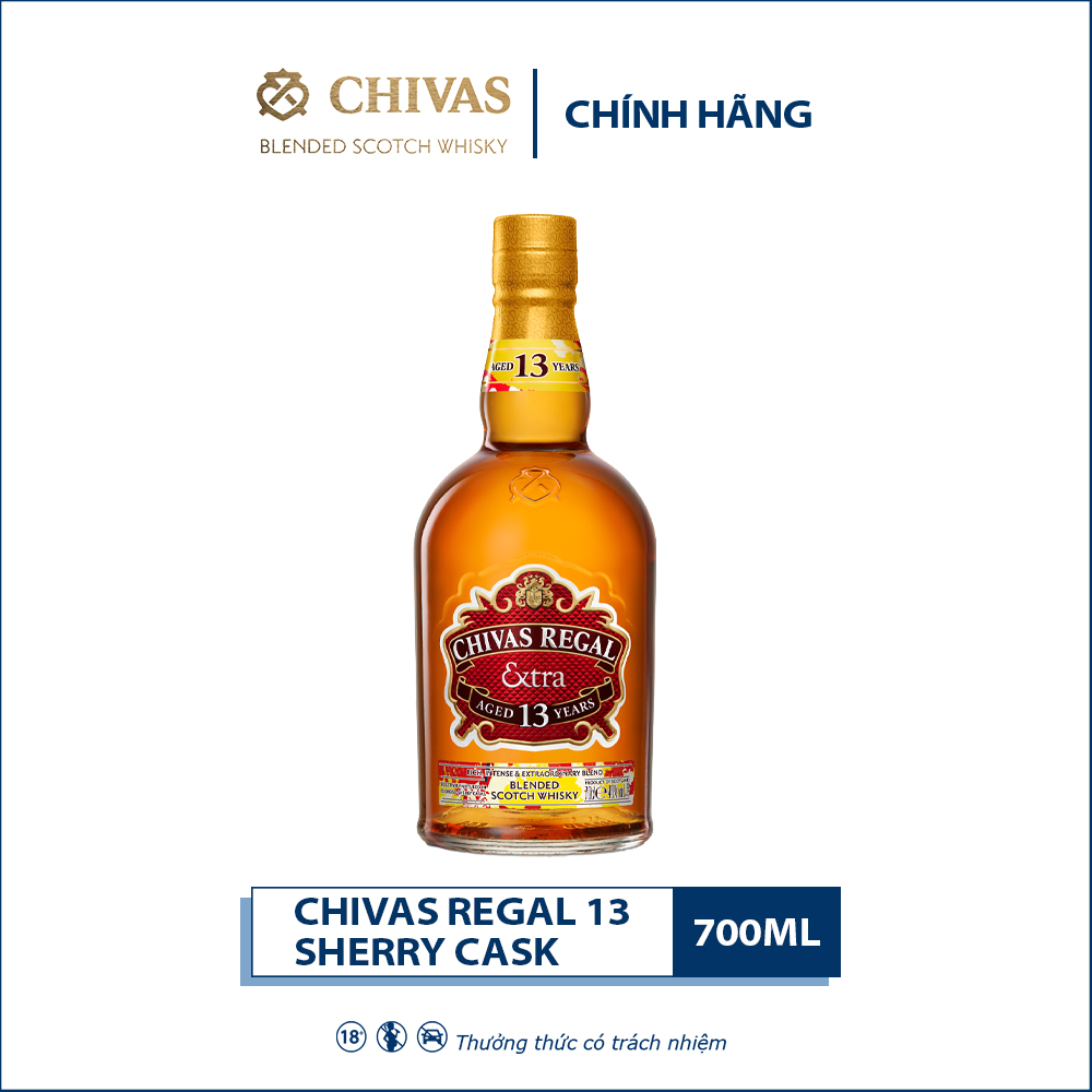 [Made in Scotland] Rượu Whisky Chivas Extra 13YO Oloroso Sherry Cask 700ml 40% - Có hộp