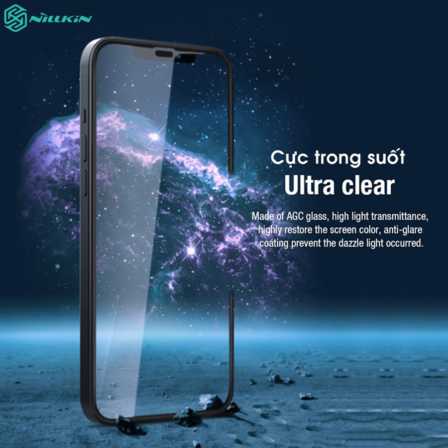 Kính Cường Lực Nillkin PC viền nổi chống trầy và chống va đập cạnh cho Iphone 12/12 Pro (6.1) - 12 Pro Max (6.7) - Hàng Chính Hãng