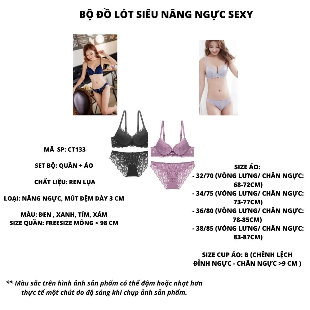 Bộ đồ lót ren áo siêu nâng ngực sexy