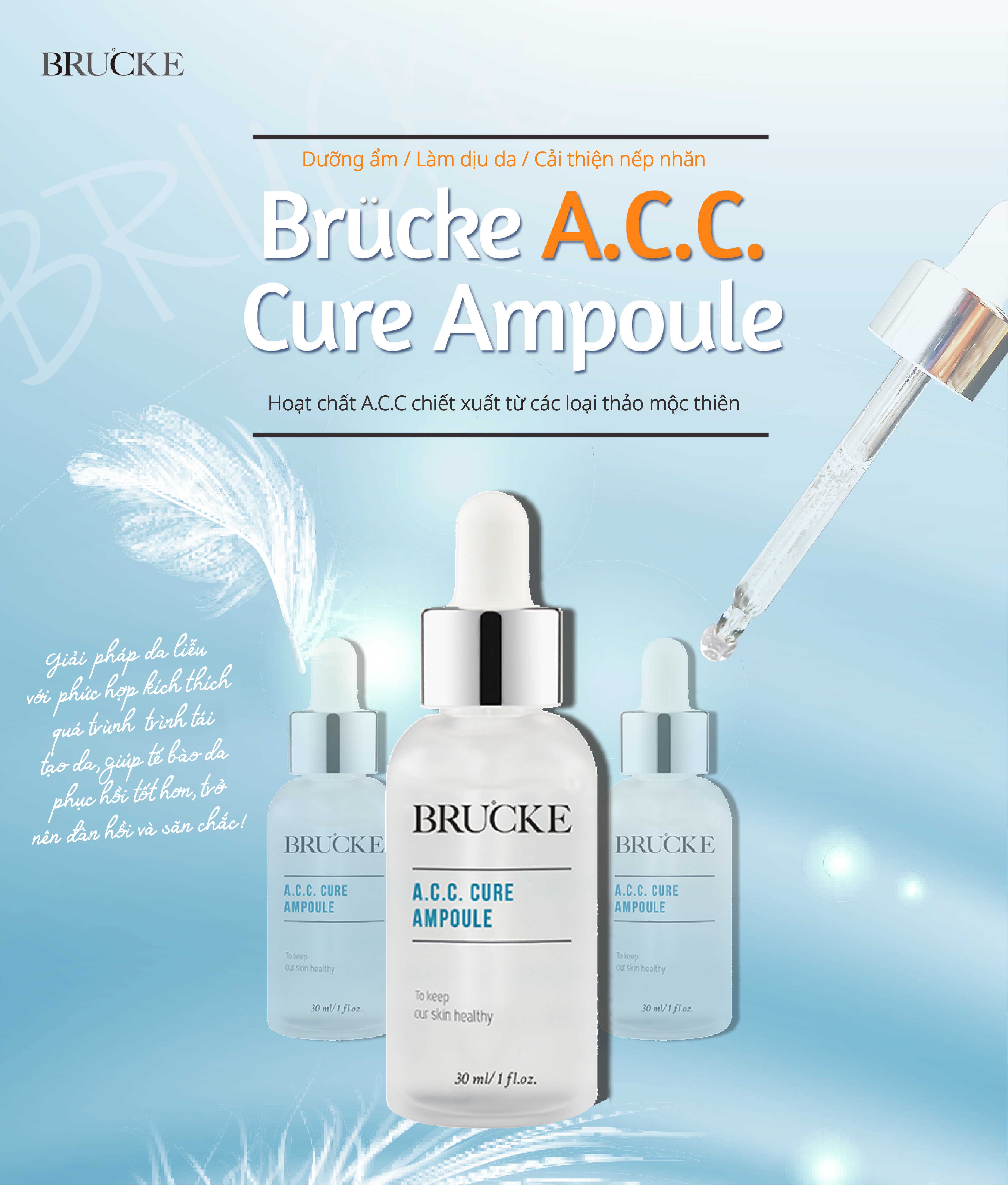 Tinh Chất Serum Ampoule Hàn Quốc Dưỡng Da Mát Lạnh BRUCKE A.C.C 30ml