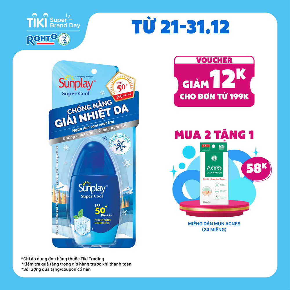 Kem chống nắng Sunplay mát lạnh giải nhiệt dạng sữa Sunplay Super Cool SPF 50, PA++++ 30g