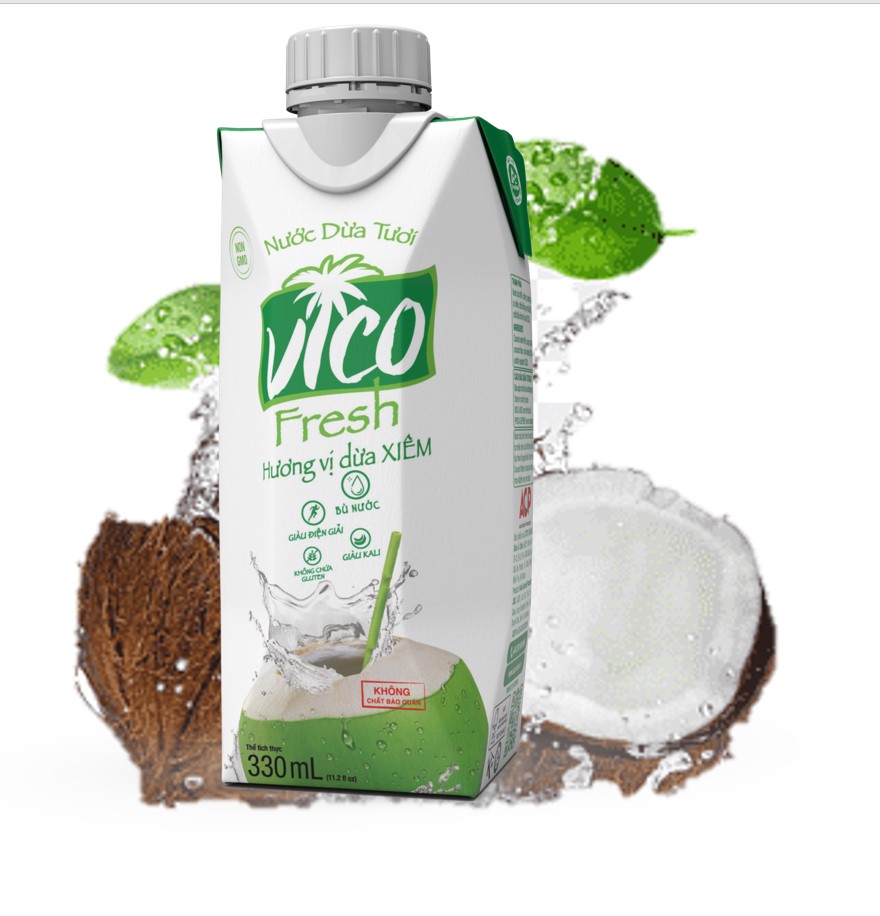 Thùng 24 hộp Nước dừa xiêm VICO FRESH (330ml / hộp)