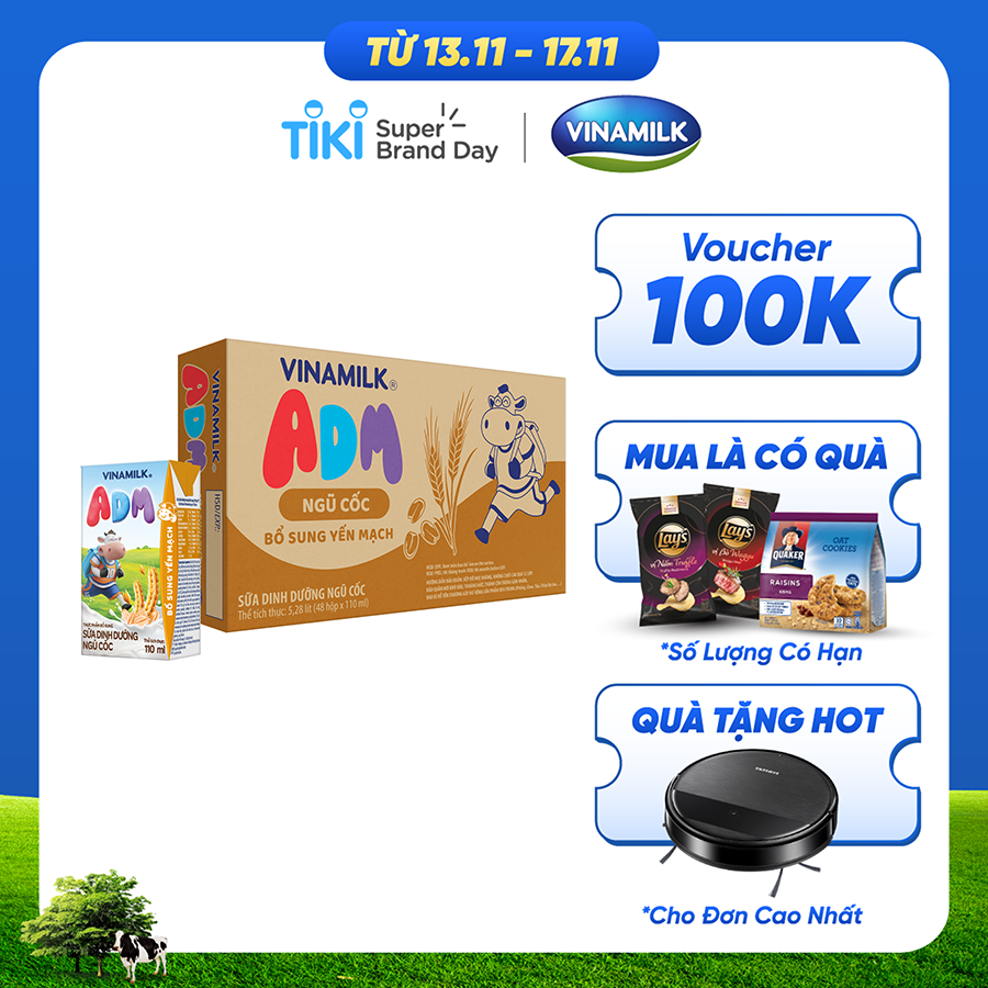 Thùng 48 hộp sữa dinh dưỡng Ngũ cốc - Yến mạch Vinamilk ADM