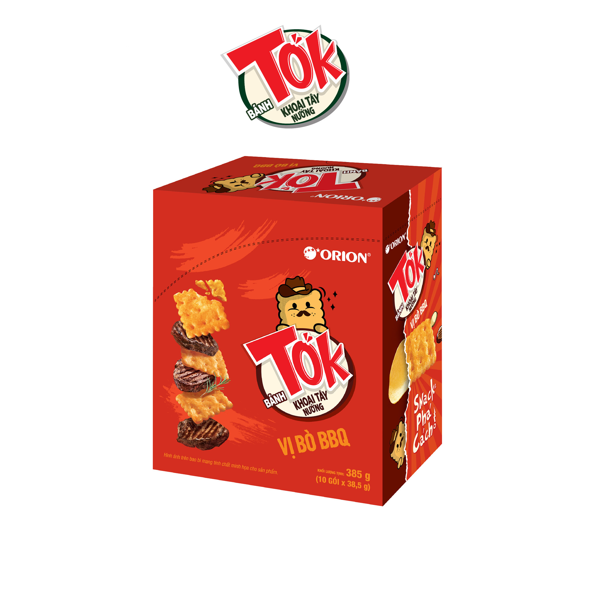 Bánh Khoai Tây Nướng Tok Vị Bò BBQ Hộp 10 Gói