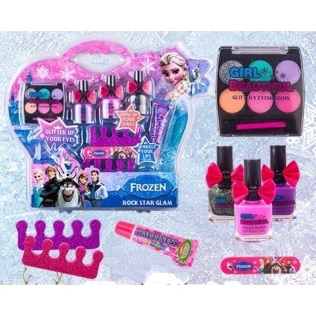 Bộ đồ chơi phụ kiện set trang điểm, make up thật phong cách búp bê Nữ hoàng băng giá Fzoren Elsa