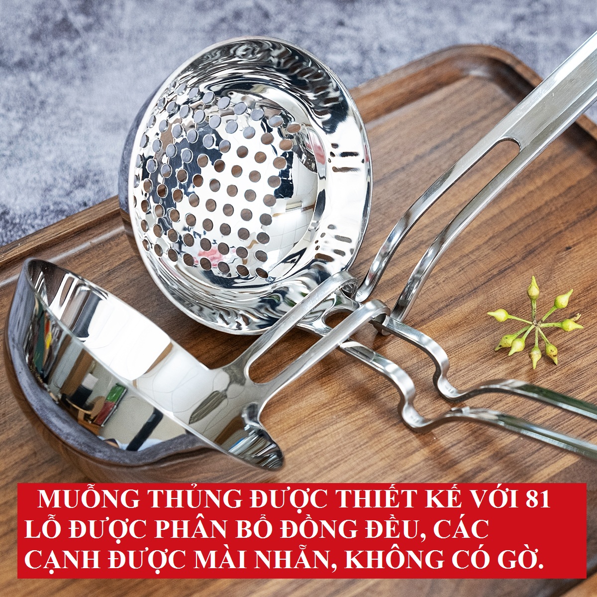 Combo các loại muỗng lẩu DandiHome inox cao cấp, sáng bóng