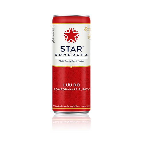 Thùng 12 lon thức uống lên men STAR KOMBUCHA Lựu Đỏ / Pomegranate Purity