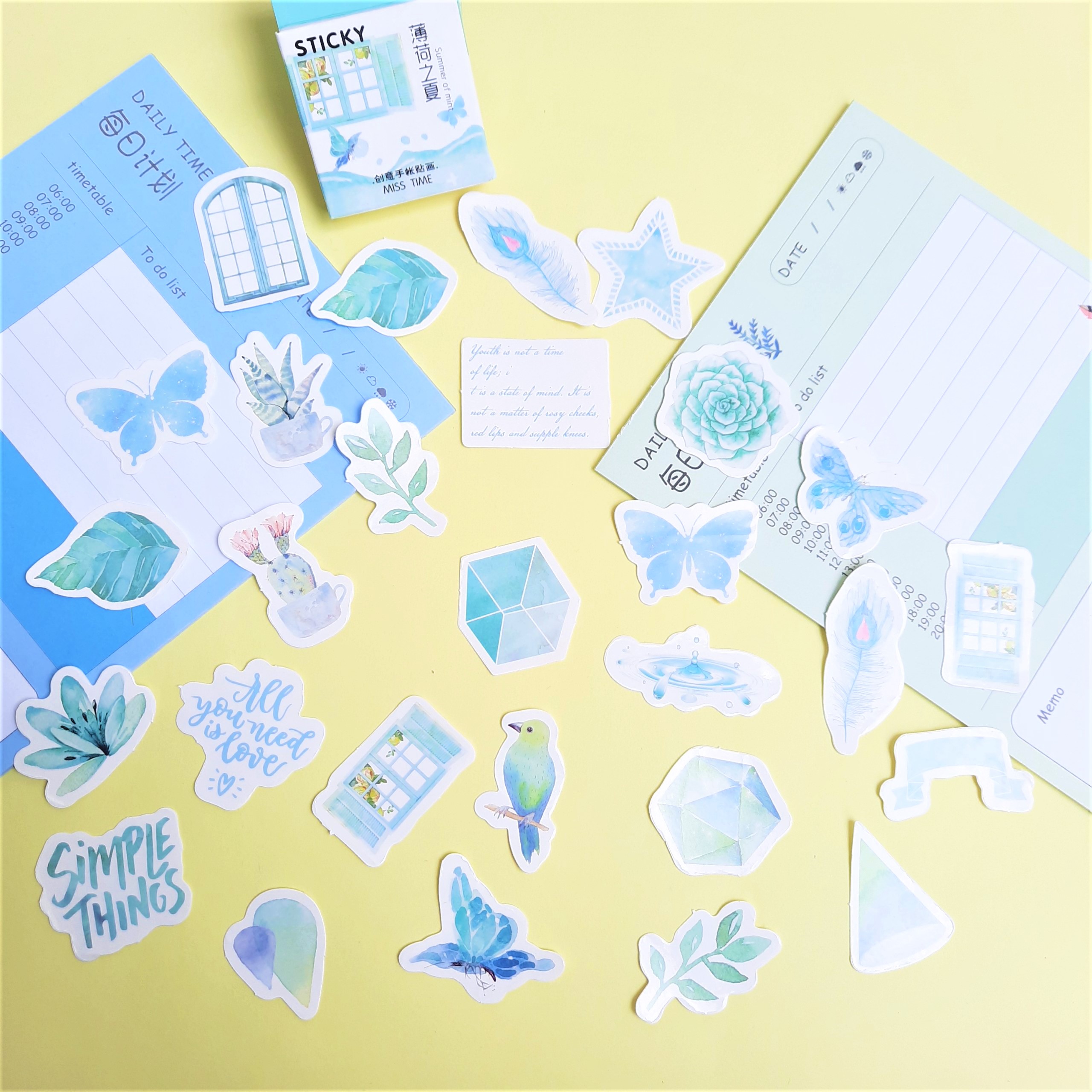 Hộp 46 Miếng Dán Sticker Trang Trí Chủ Đề Summer Of Mint