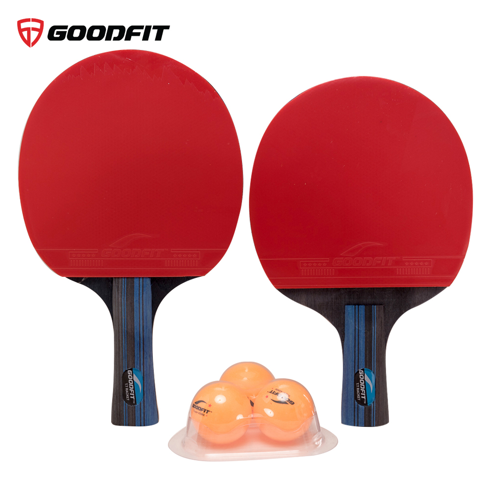 Bộ 2 vợt bóng bàn tặng kèm 3 bóng GoodFit, cốt vợt 7 lớp, mặt mút đàn hồi, chất lượng đạt chuẩn Goodfit GF001TS