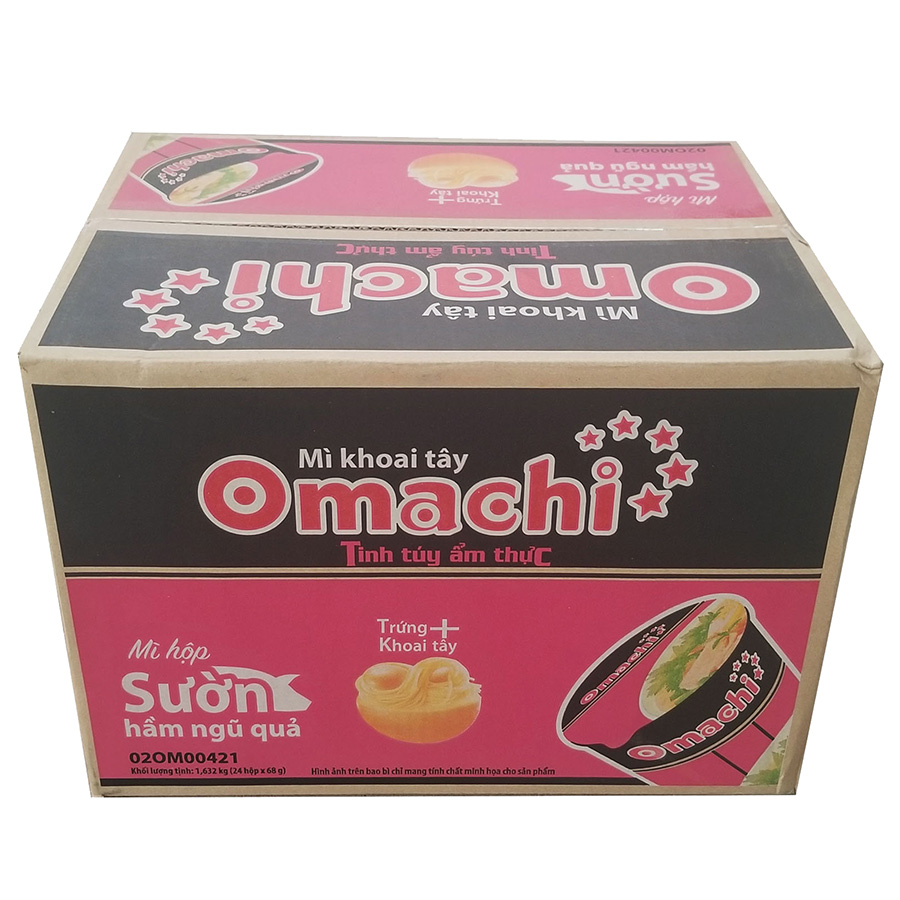 Thùng 24 Ly Mì Omachi Sườn Hầm Ngũ Quả (72g x 24)