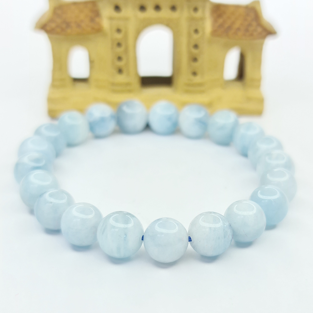 Vòng Tay Dạng Hạt Đá Aquamarine Xanh - Mx - Hợp Mệnh Thuỷ, Mộc