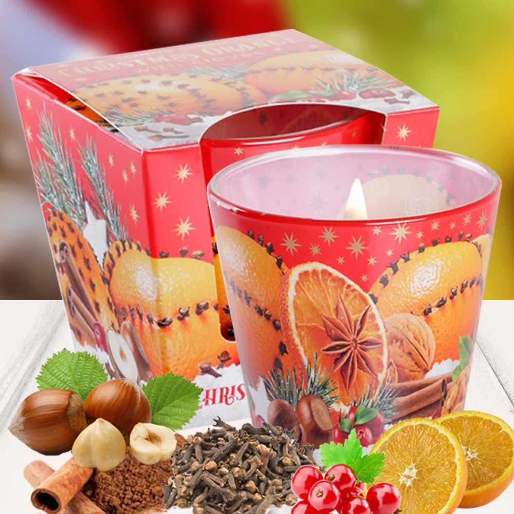 Ly nến thơm tinh dầu Bartek Christmas Orange 115g QT06455 - cam, quế, đinh hương (giao mẫu ngẫu nhiên)