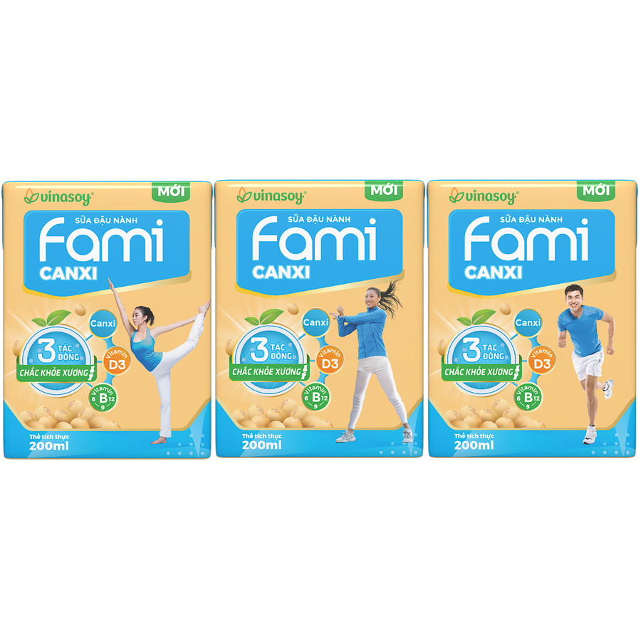 Thùng sữa đậu nành Fami Canxi Nguyên vị (200ml x 36 hộp
