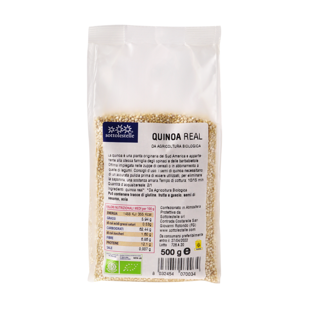 Hạt diêm mạch trắng hữu cơ Sottolestelle 500g Organic Quinoa Real