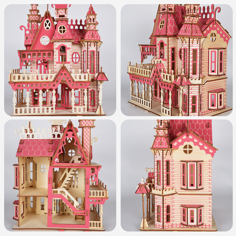 Đồ chơi lắp ráp gỗ 3D Mô hình Mô hình Lâu Đài Dream Villa Laser