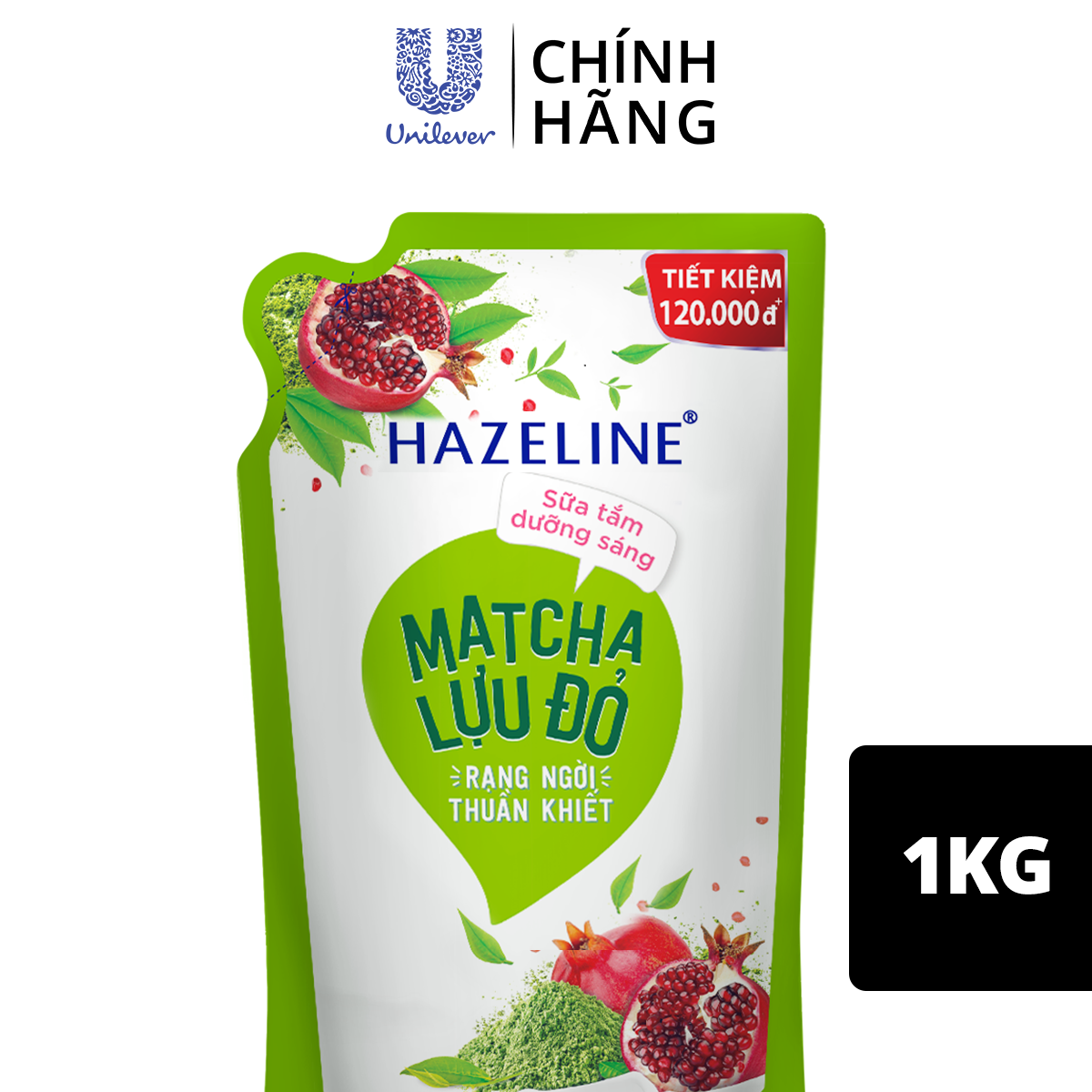 Sữa Tắm Hazeline Trắng Da Matcha Lựu Đỏ Sáng Mịn Dưỡng Ẩm Dưỡng Thể Thiên Nhiên 1Kg