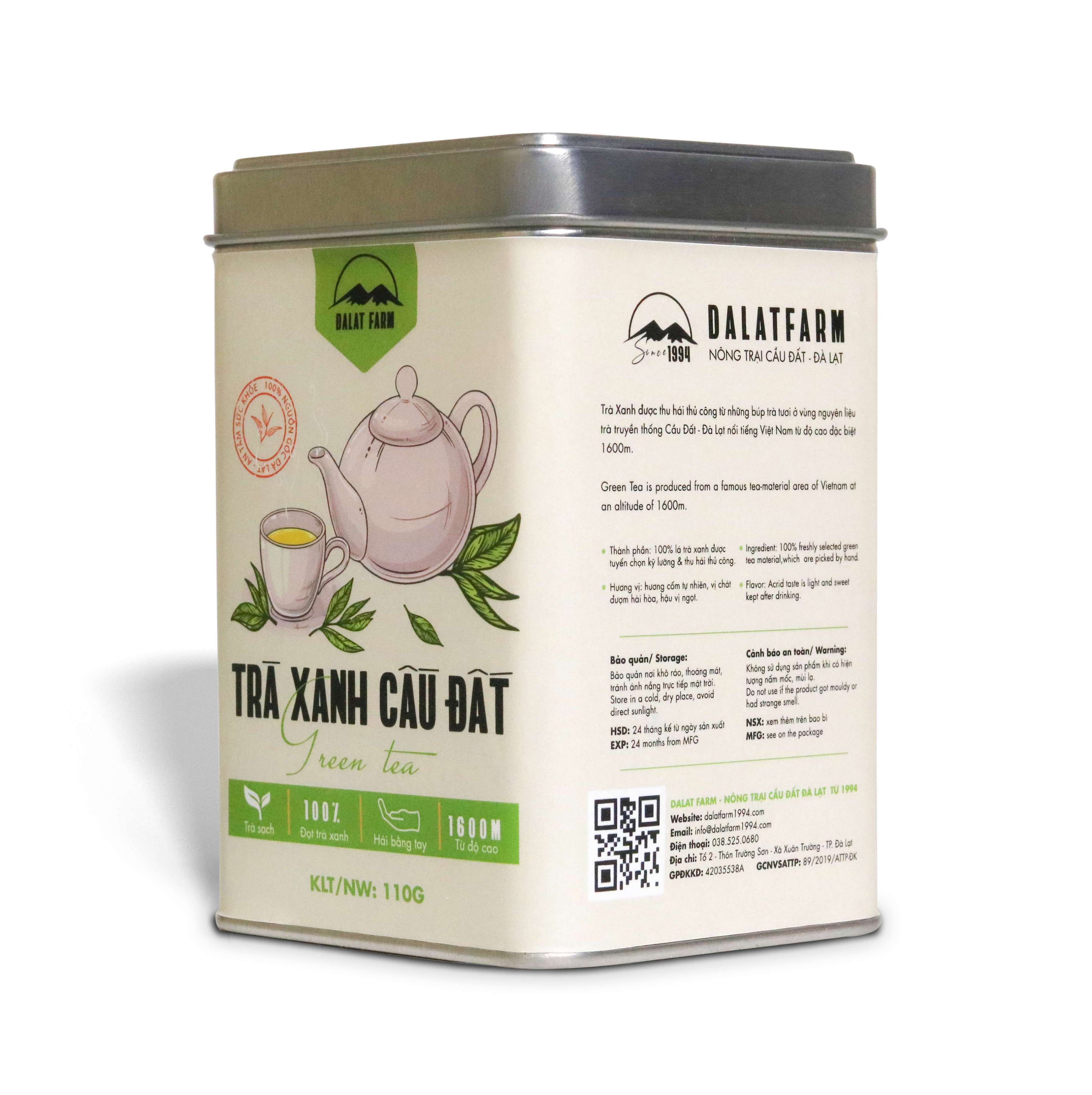 Trà Xanh Cầu Đất Dalat Farm - Hộp 110Gr