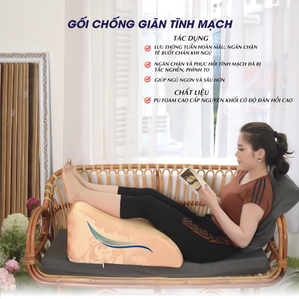 GỐI CHỐNG GIÃN TĨNH MẠCH THƯƠNG HIỆU YOROKOBI GIÚP CẢI THIỆN TÌNH TRẠNG GIÃN TĨNH MẠCH. TẠO GIẤC NGỦ SÂU VÀ THOẢI MÁI. KÍCH THƯỚC 59X48X28CM.CHẤT LIỆU RUỘT GỐI LÀ PU FOAM CAO CẤP NGUYÊN KHỐI - VÀNG NHẠT