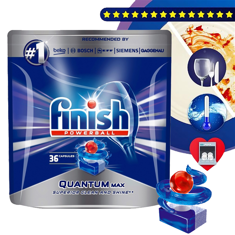 Túi 36 viên rửa chén Finish Quantum Max Dishwasher Tablets QT09445