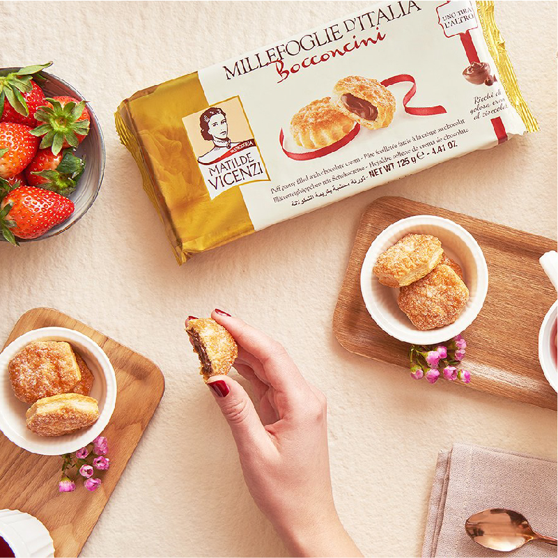 Bánh puff pastry nhập khẩu Ý nhân kem sô cô la Millefoglie D'italia Bocconcini 125g