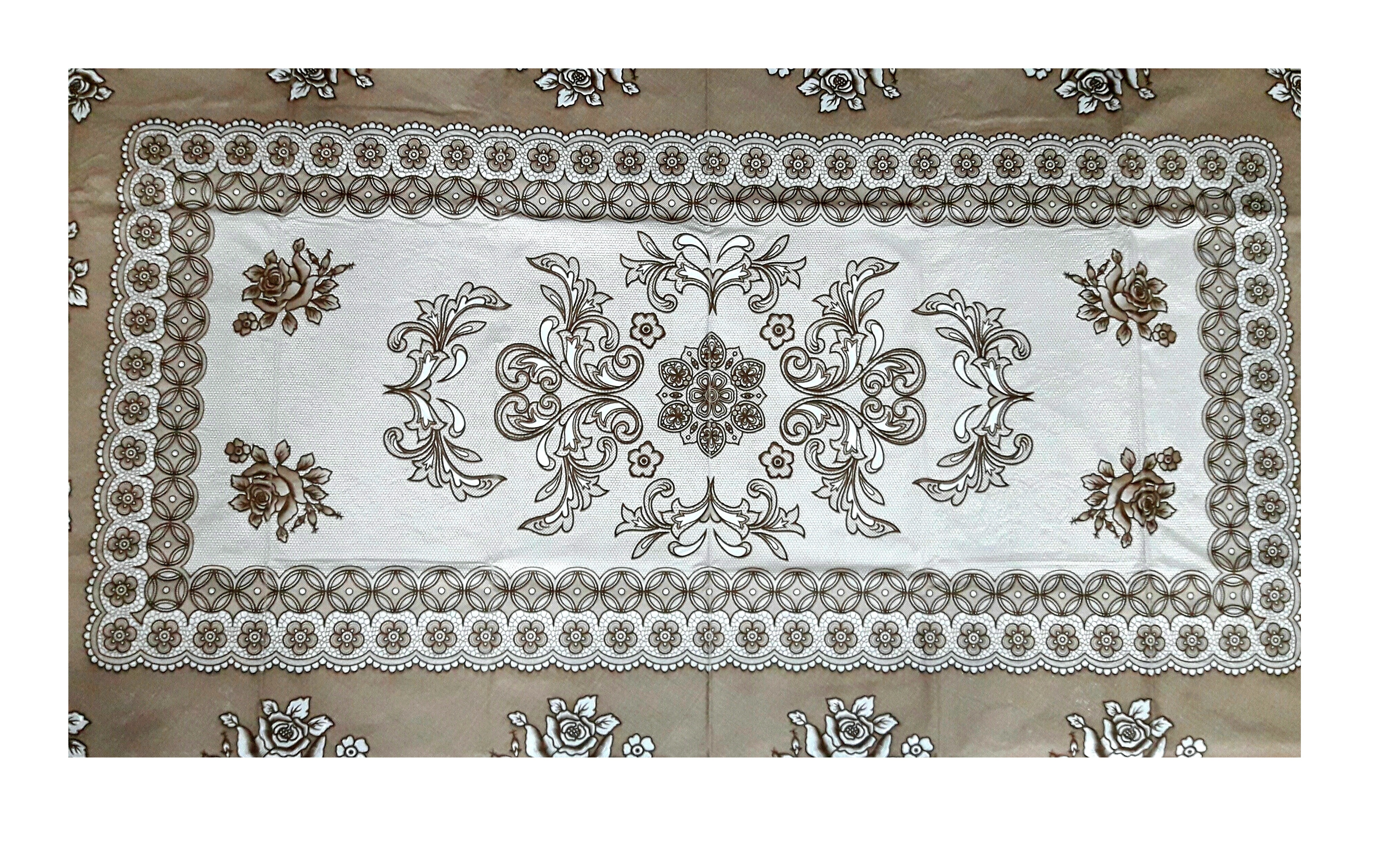 KHĂN TRẢI BÀN PAULEE - 856B (76 cm x 120 cm) HOA VĂN NÂU, PHỦ SALON, KHÔNG THẤM NƯỚC.