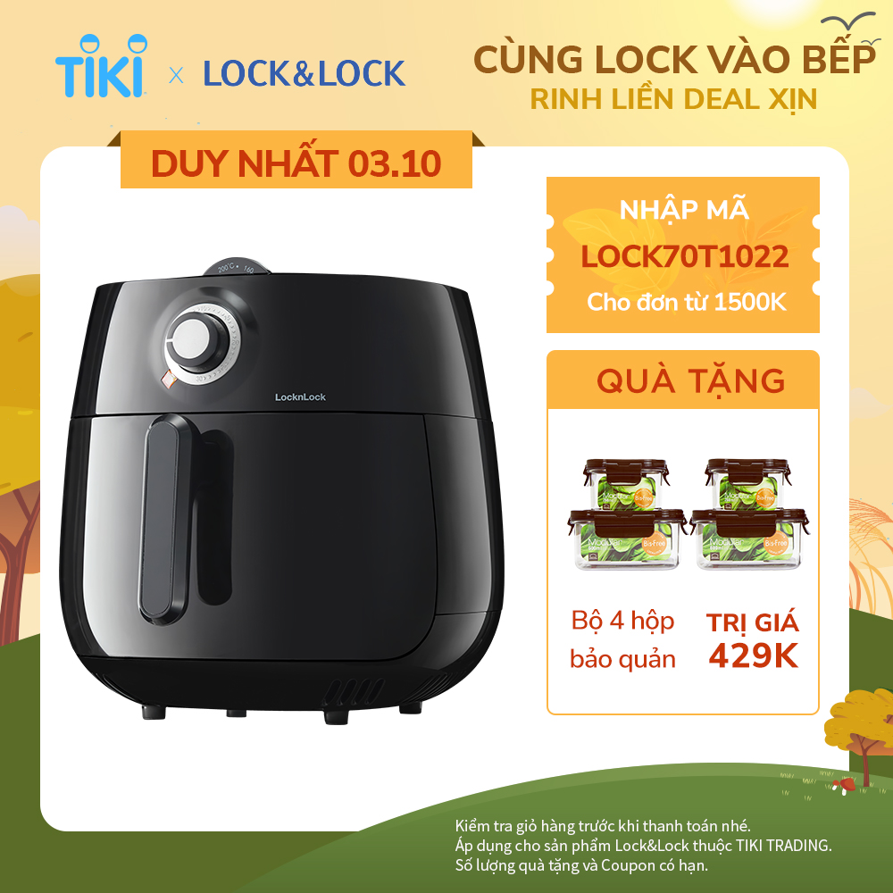 Nồi chiên không dầu LocknLock EJF173BLK 3.2L - Hàng chính hãng