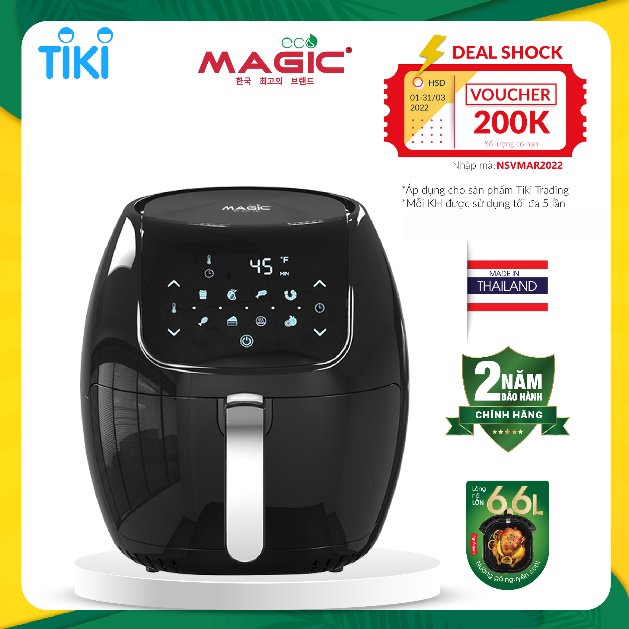 Nồi chiên điện tử Magic Eco AC110 6.6L - Hàng chính hãng