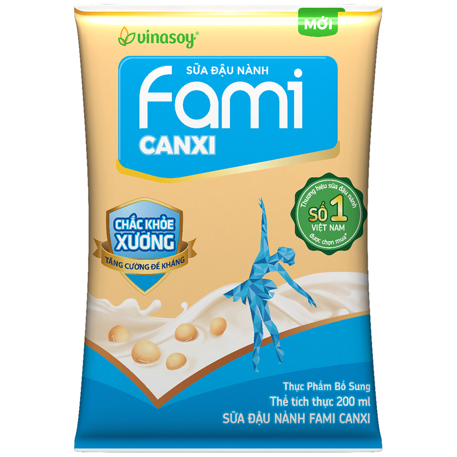 Thùng Sữa Đậu Nành Fami Canxi Nguyên vị (200ml x 40 Bịch)