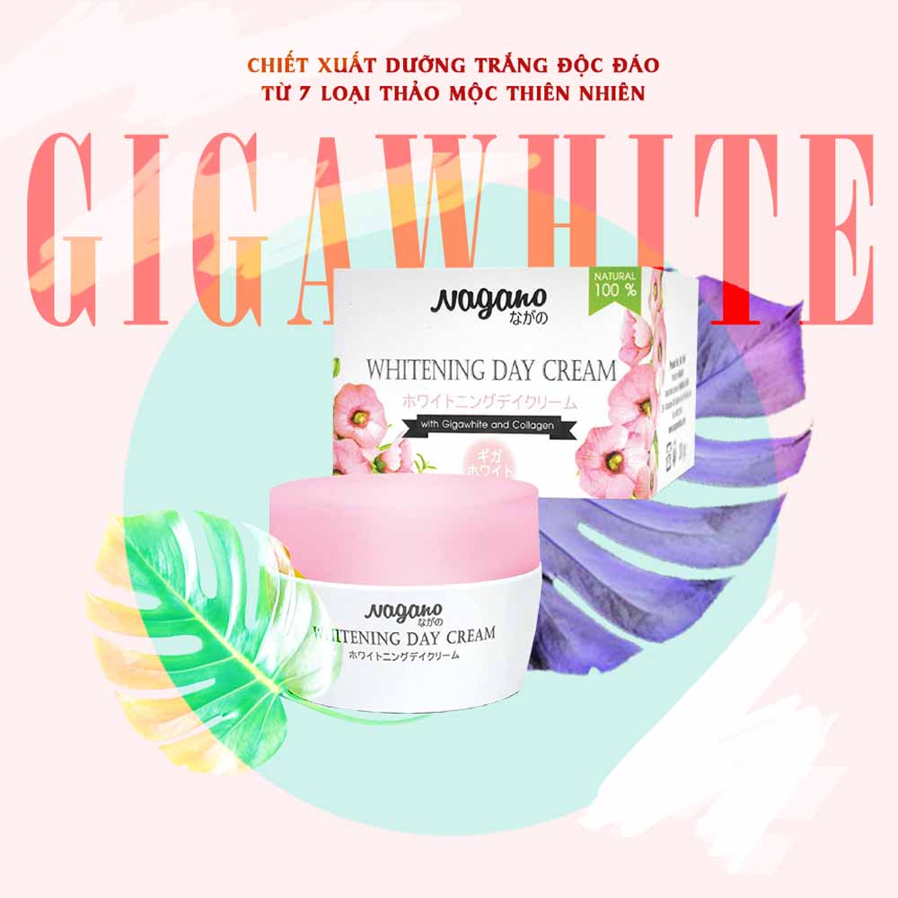 Kem Trắng Da Ban Ngày Với Gigawhite Và Collagen Nagano 30g - Whitening Day Cream Nagano 30g - Hợp chất Gigawhite và Collagen giúp làm trắng hiệu quả