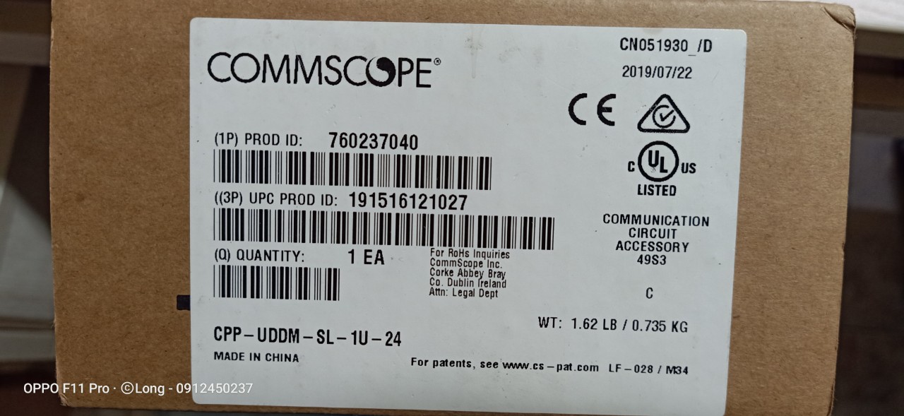 Patch panel cat5e 24 port AMP (Commscope) 1479154-2 / CPP-UDDM-SL-1U-24 - Hàng chính hãng