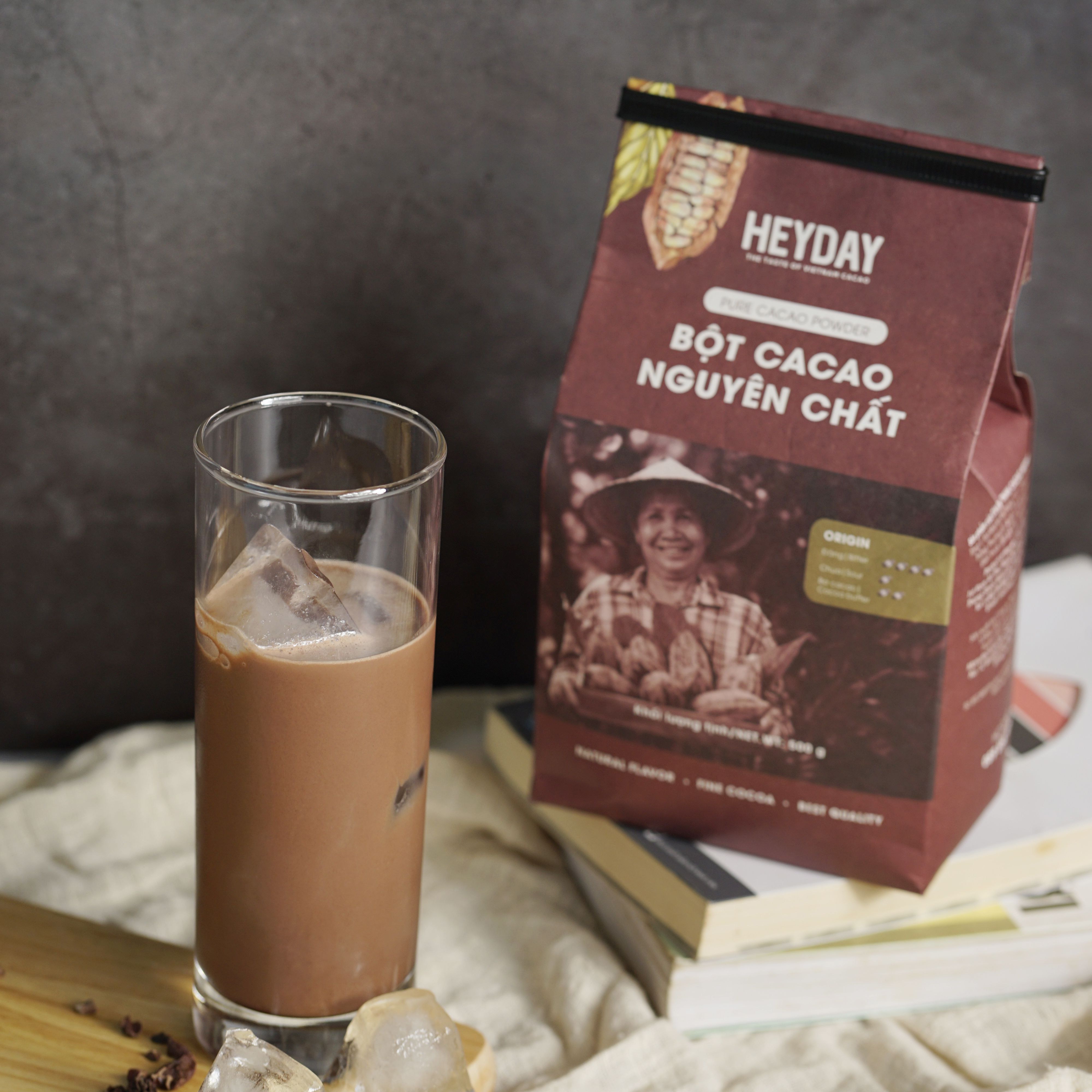 Bột cacao nguyên chất 100% Việt Nam - Dòng Origin thượng hạng túi giấy 500g - Heyday Cacao