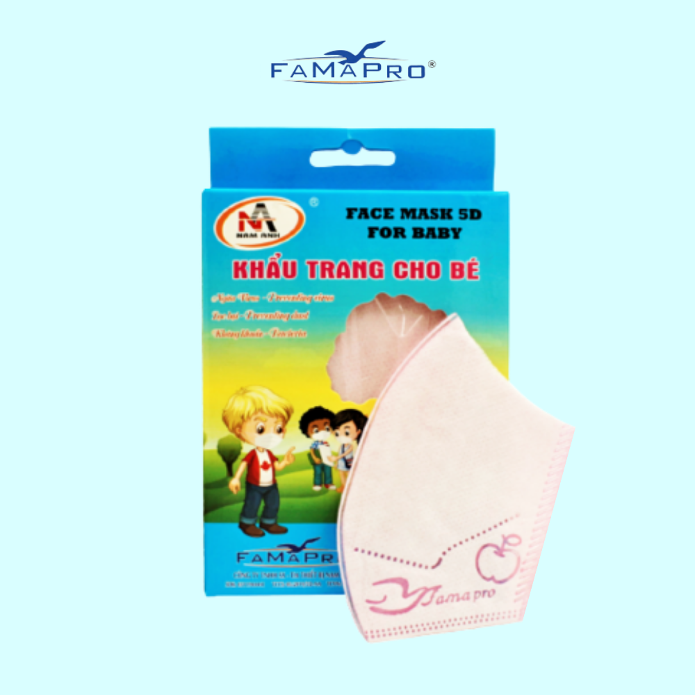 - Khẩu trang y tế trẻ em kháng khuẩn 3 lớp Famapro 5D Baby - COMBO 3 HỘP