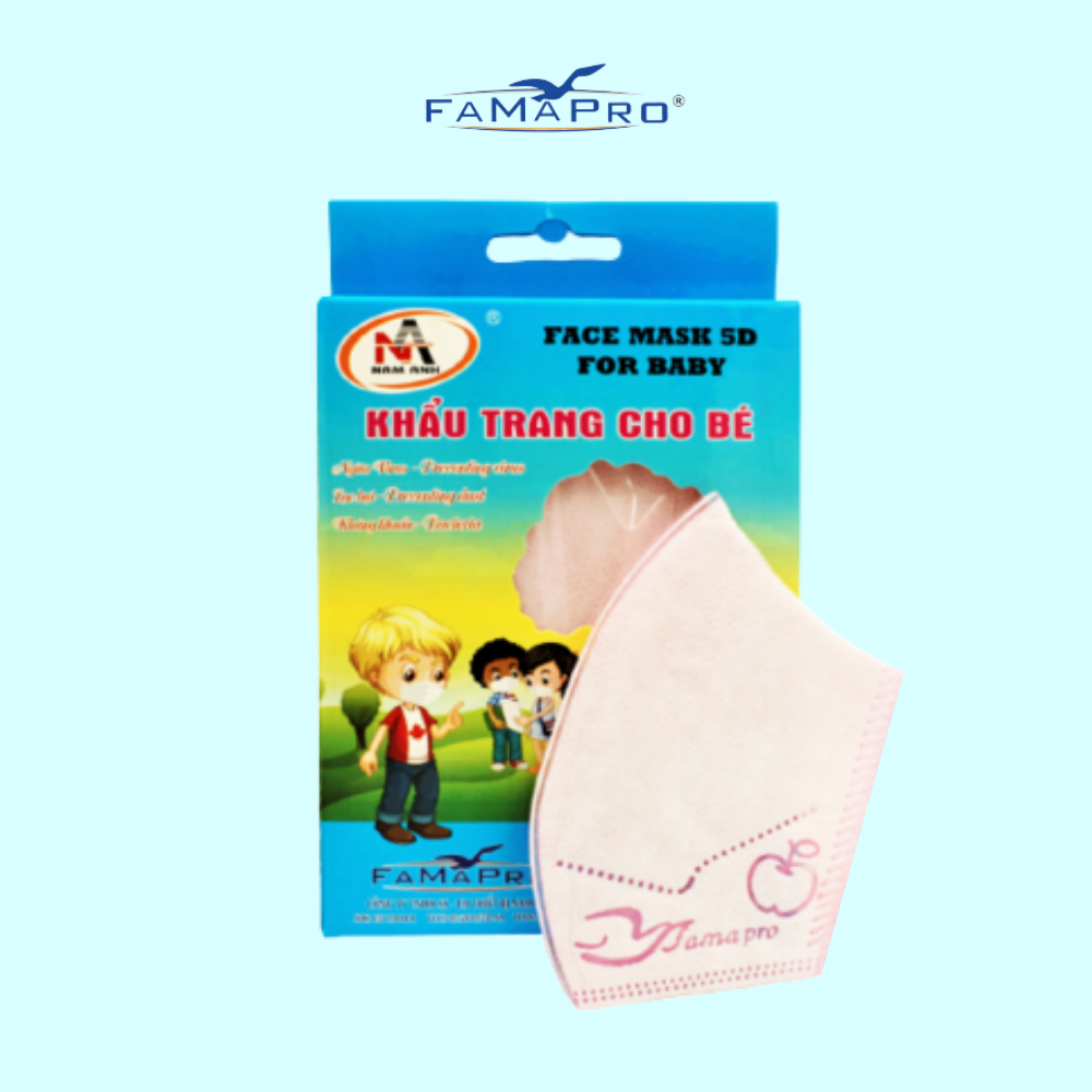 [HỘP - FAMAPRO 5D BABY] - Khẩu trang y tế trẻ em kháng khuẩn 3 lớp Famapro 5D Baby (10 cái/ hộp) - COMBO 3 HỘP