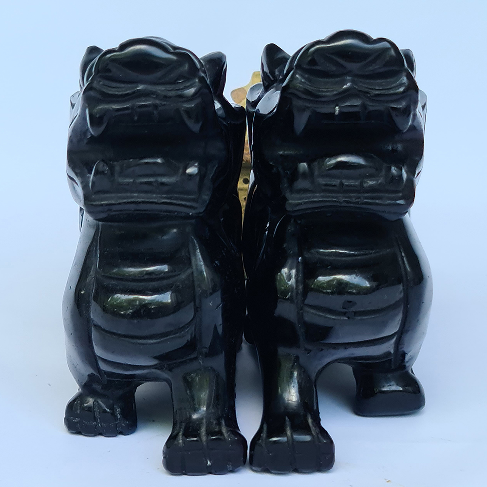 Cặp Tỳ Hưu Đá Núi Lửa Obsidian Đen - Mx - Hợp Mệnh Mộc, Thuỷ