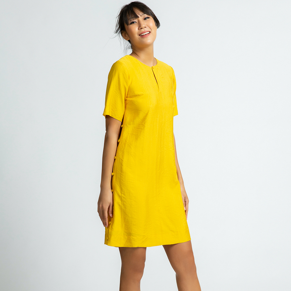 Đầm Suông Cao Cấp Thời trang thiết kế Hity DRE095 (Vàng Mù Tạt)