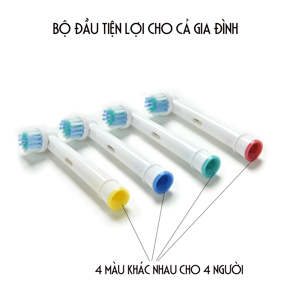 Cho máy Oral-B, Bộ 4 đầu bàn chải đánh răng điện thay thế  xuất xứ Đức, Làm sạch cao răng, tẩy cặn, cho răng sáng bóng