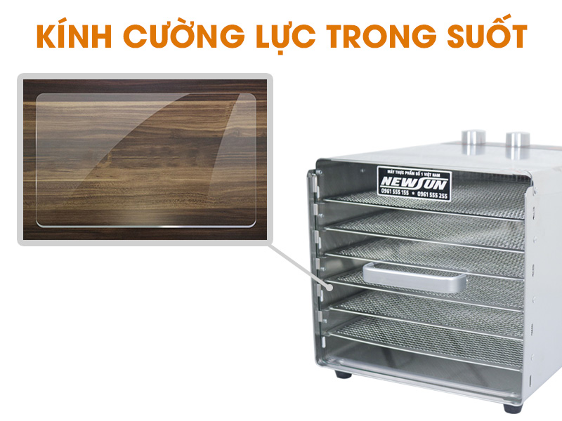 Tủ sấy thực phẩm mini dùng cho gia đình 6 khay NEWSUN -  Sấy khô đảm bảo chất lượng, năng suất cao - Hàng chính hãng