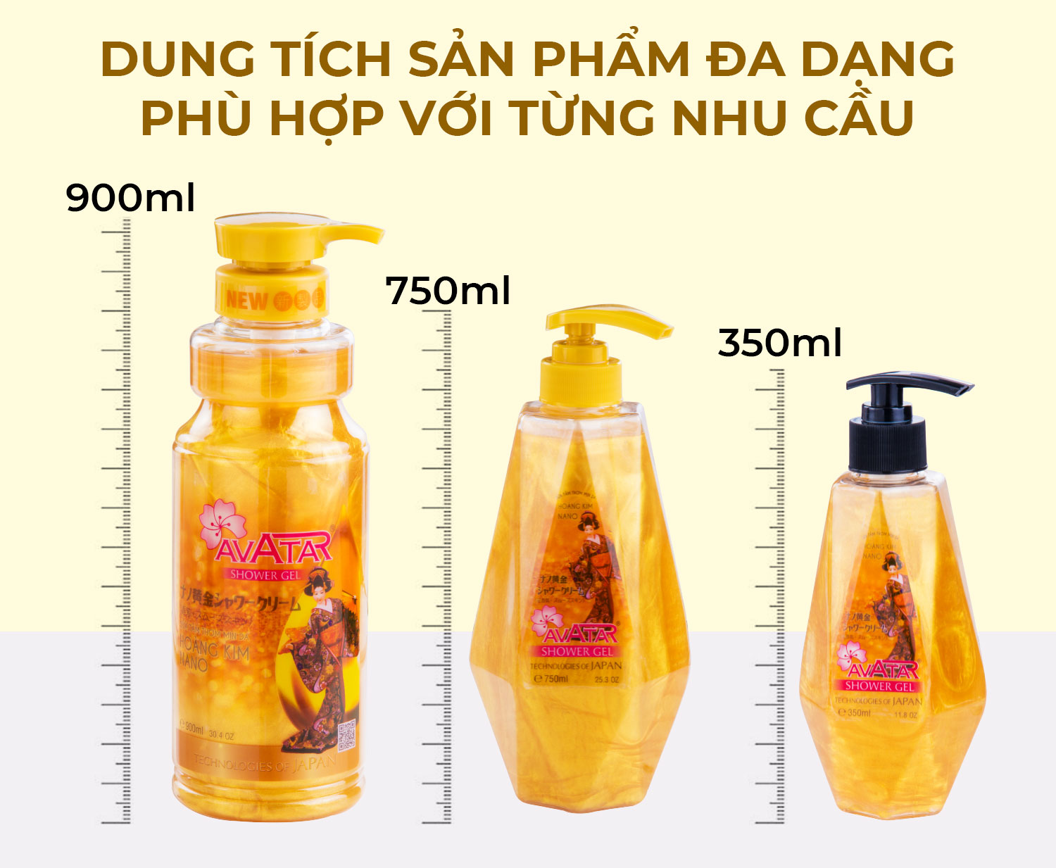 Sữa tắm Hoàng Kim Nano Avatar 350ml - giảm thiểu hắc tố cho làn da sáng đều màu (thích hợp cho cả gia đình)