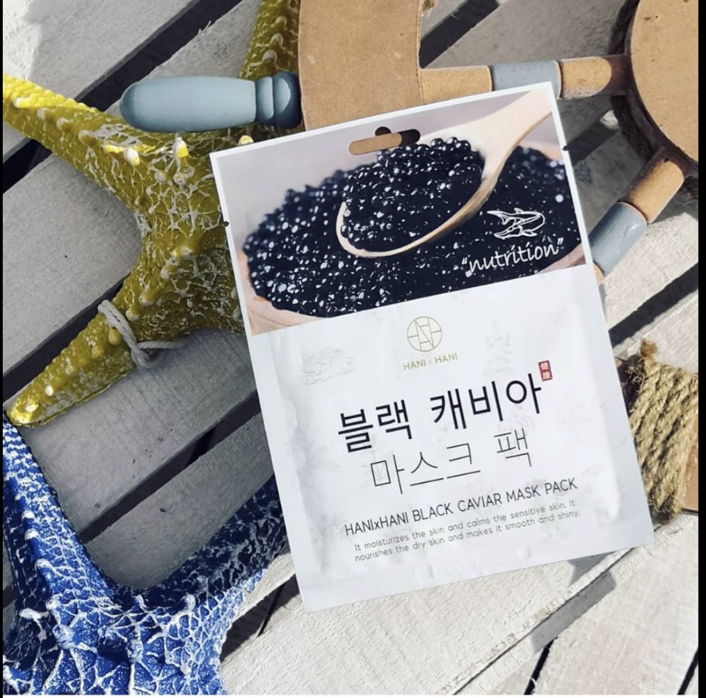 Mặt Nạ Dưỡng Ẩm Đàn Hồi Tinh Chất Trứng Cá  Đen Hani x Hani / Hani x Hani  Black Caviar Mask Pack