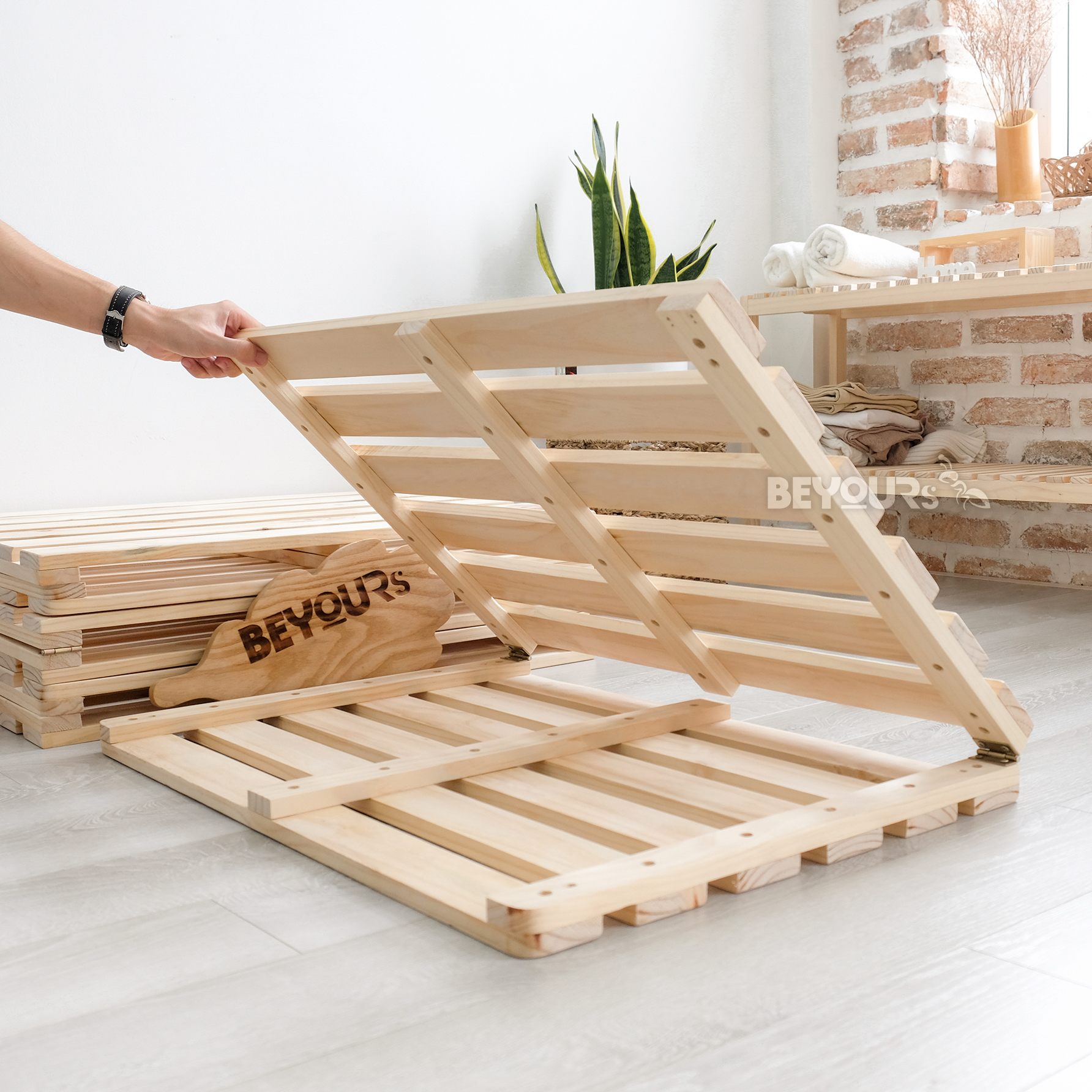 Giường Ngủ Pallet Gỗ Thông BEYOURs Skinny Giường Gỗ Gấp Xếp Gọn Thông Minh Kiểu Hàn Quốc