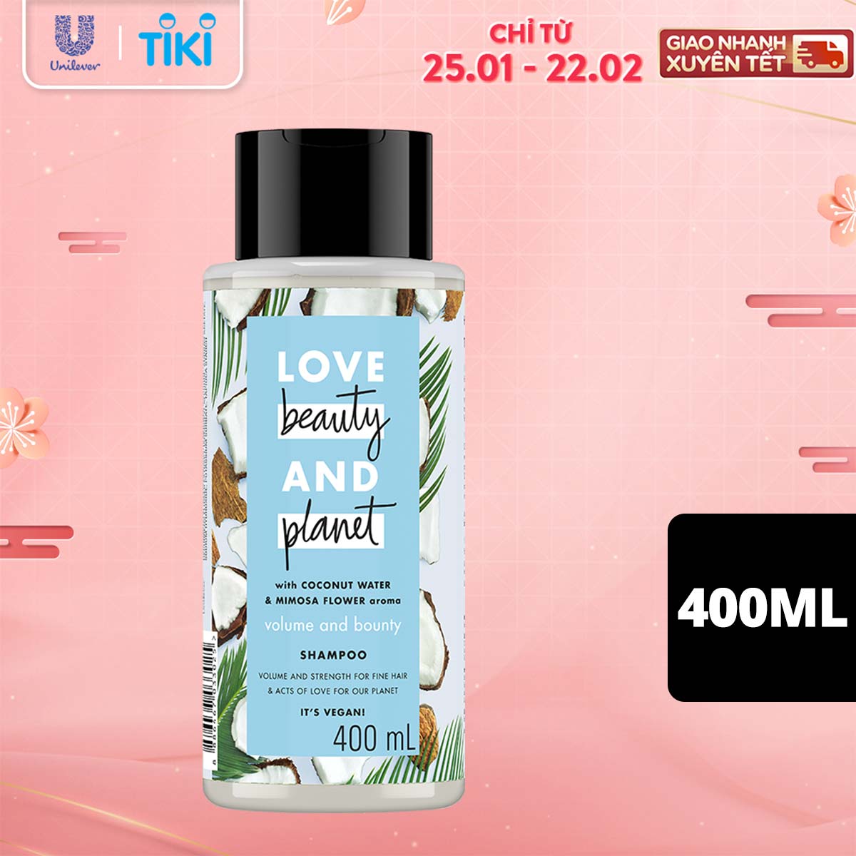 Dầu Gội 400Ml Love Beauty And Planet Dưỡng Tóc Chắc Khỏe Bồng Bềnh Volume And Bounty Với 100% Dừa Tươi Và Hoa Mimosa