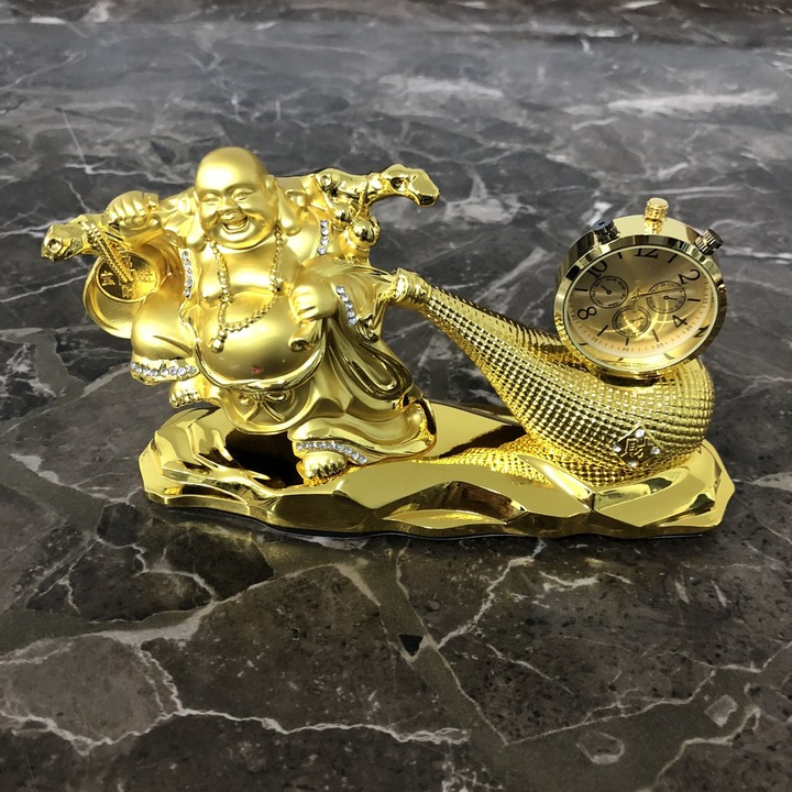 Tượng Phật Di Lặc kéo bao tiền vàng trang trí taplo ô tô - Mã: AC6688
