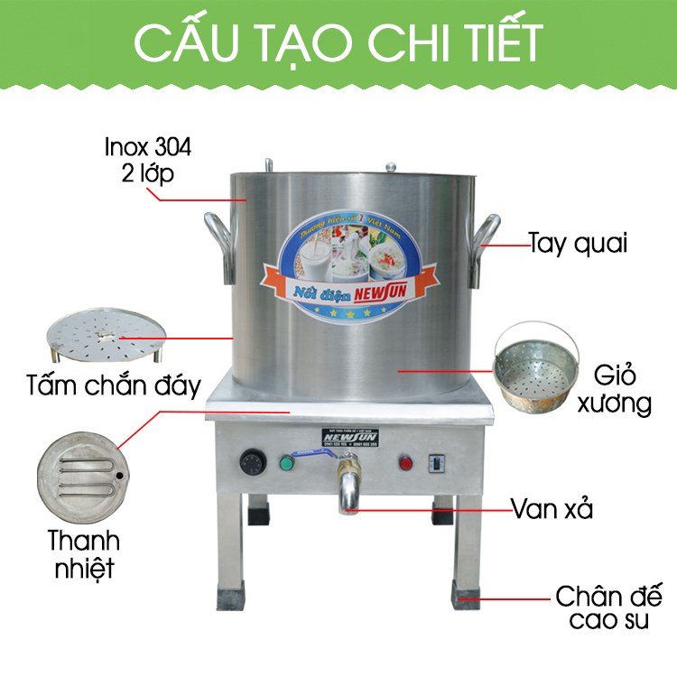 Nồi Nấu Nước Lèo NEWSUN 50L - Hàng Chính Hãng