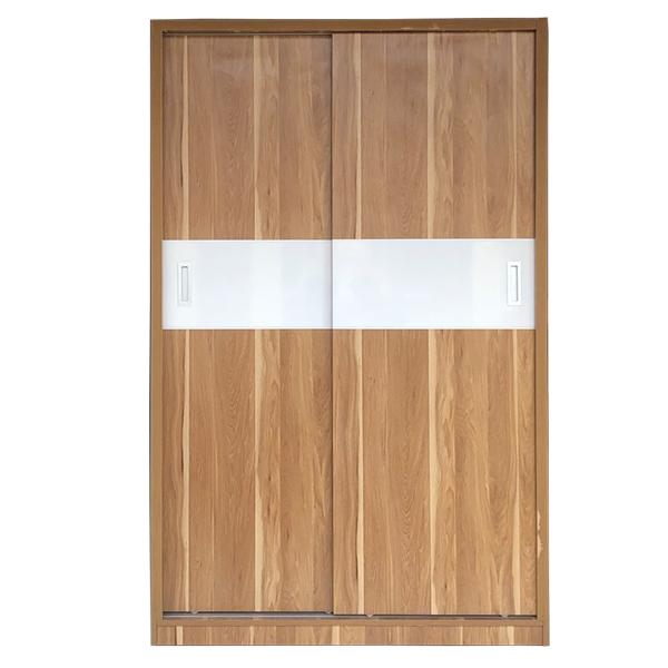 Tủ Áo Cửa Lùa 1m2 Gỗ MDF Melamine Màu Vân Vàng Sọc Trắng